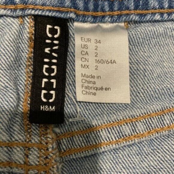 H&M Denim Blue Distressed High Waisted Mini Skirt​​​​​​​ - Picture 9 of 10